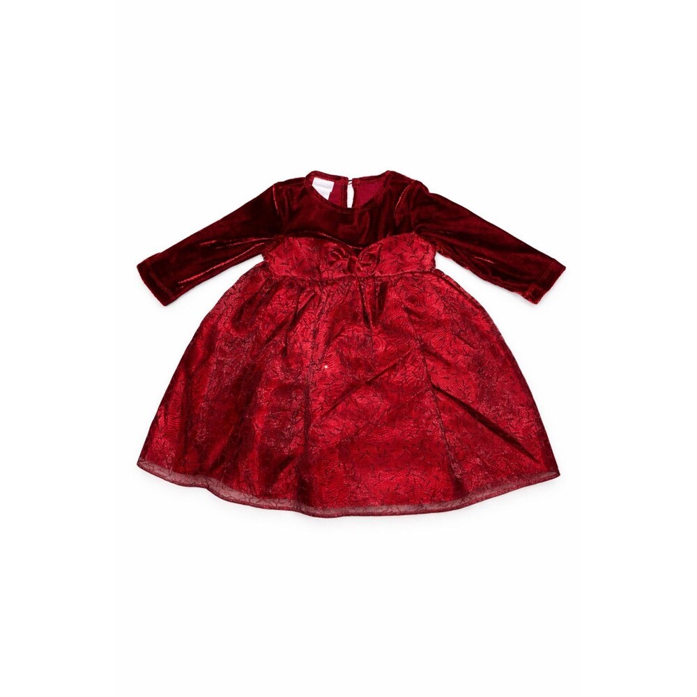Perfectly Dressed Burgundy Velvet Holiday Dress 12M Baby Girl Formal Dress